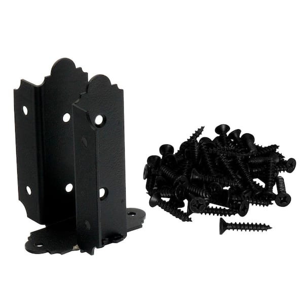 OWT Ornamental Wood Ties Laredo Sunset Adjustable 6 in. to 8 in. x 4 in. Black Galvanized Steel Decorative Joist Hanger with Tab (6-Piece/Box)