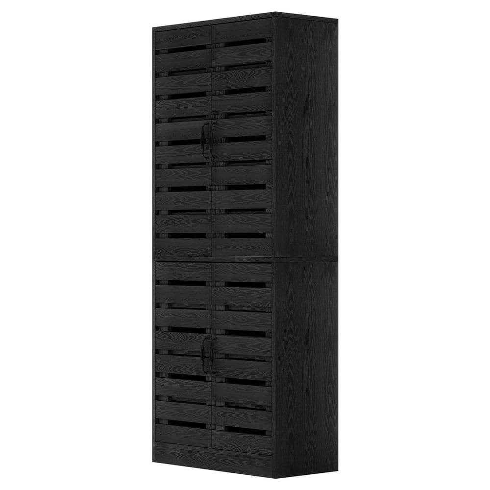 Keenyah Black 28.74 in. W Kitchen Pantry Cabinet with Shutter Doors and 9-Tier Shelves, Storage Cabinet for Kitchen price history on PriceWatchPro