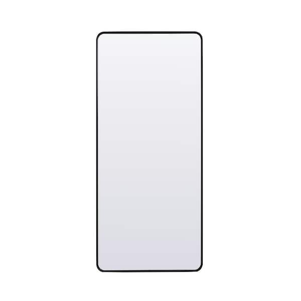 Unbranded Timeless Home 72 in. W x 32 in. H x Modern Soft Corner Metal Rectangle Black Mirror