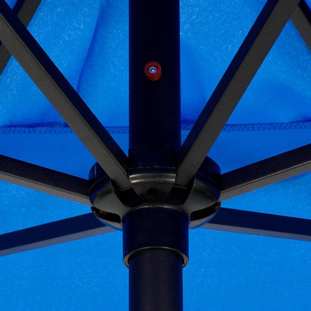 Astella 9' Pacific Blue Steel Market Umbrella with Push Tilt