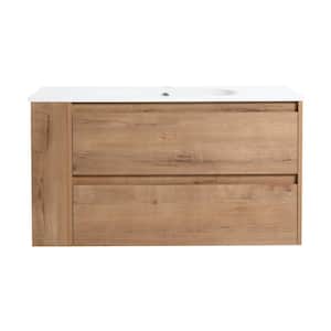 Victoria 36 in. W x 18 in. D x 19 in. H Floating Modern Design Single Sink Bath Vanity with Top and Cabinet in Wood