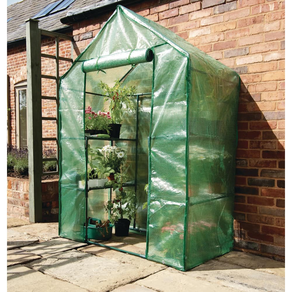 Gardman Green Walk-In Greenhouse with 2-Tier Shelving and Zippered Door