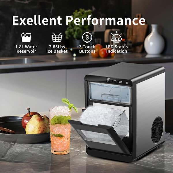 SIMZLIFE 9.6 in. 45lb/24H Nugget Ice Countertop Portable Ice Maker