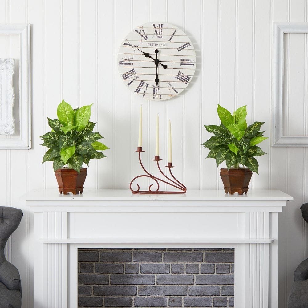 15 in. Artificial Green Indoor/Outdoor Dieffenbachia Plant, Faux Decorative Accent, Compact Tropical Green Display price history on PriceWatchPro