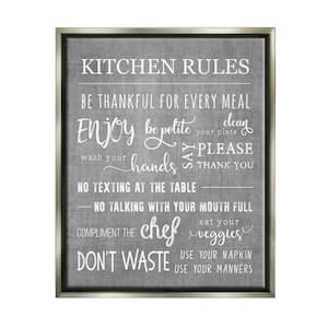 Kitchen Rules List Family Happiness Motivational Phrases by CAD Designs - Textual Art Stupell Industries Format: Gray Framed, Size: 13 H x 30 W