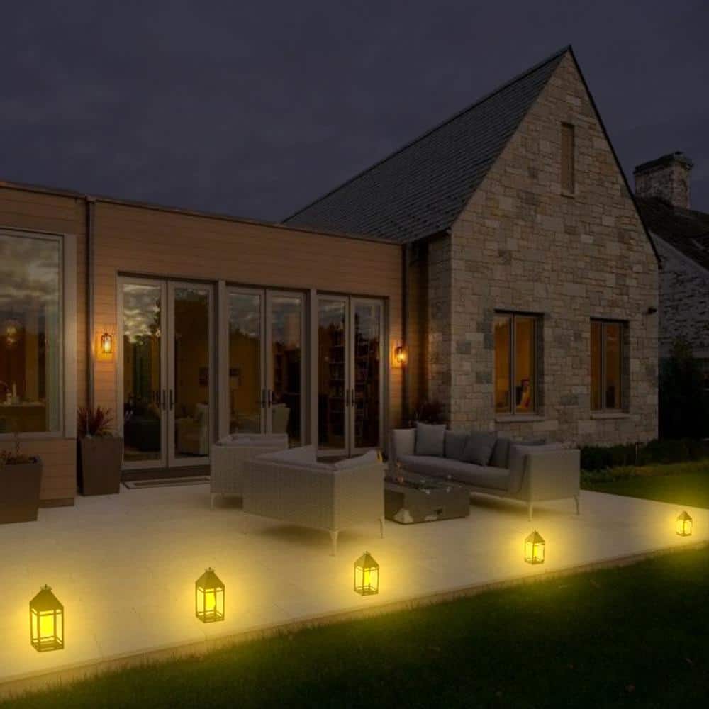 Black Solar LED Portable Hanging Outdoor Lantern