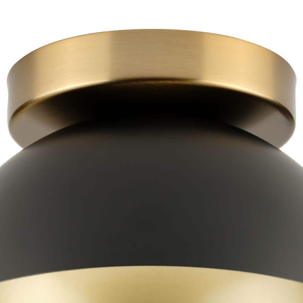 Eva Matte Black and Gold Mid-Century Modern Flush Mount Light