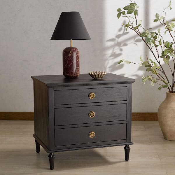 Lisabet Black 3 Drawer Nightstand