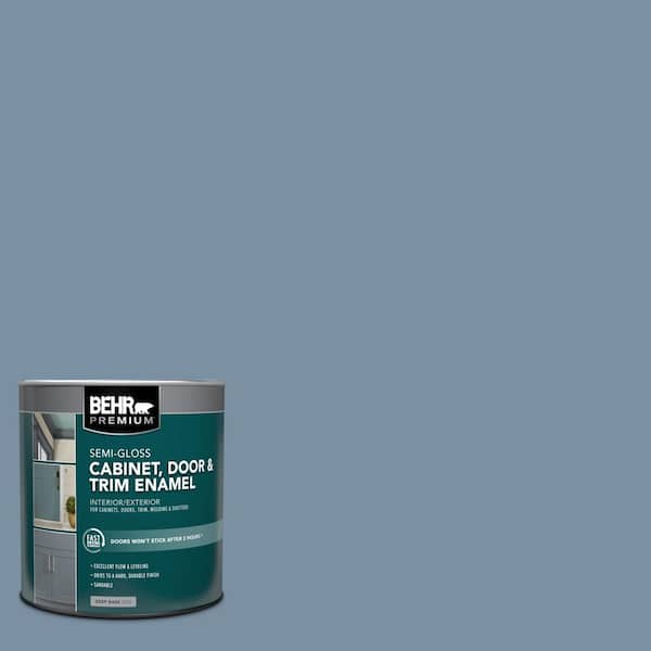 BEHR PREMIUM 1 qt. #S510-4 Jean Jacket Blue Semi-Gloss Enamel Interior/Exterior Cabinet, Door & Trim Paint