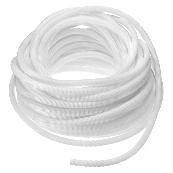 1 2 Inch x 100 Ft Polyethylene Split Wire Loom Tubing Flexible Cable Conduit Electrical Cord Cover White