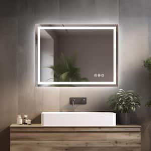 24 in W. x 36 in H Rectangular Frameless Wall Mount 3-Colors Dimmable Anti-fog LED Bathroom Vanity Mirror with Memory