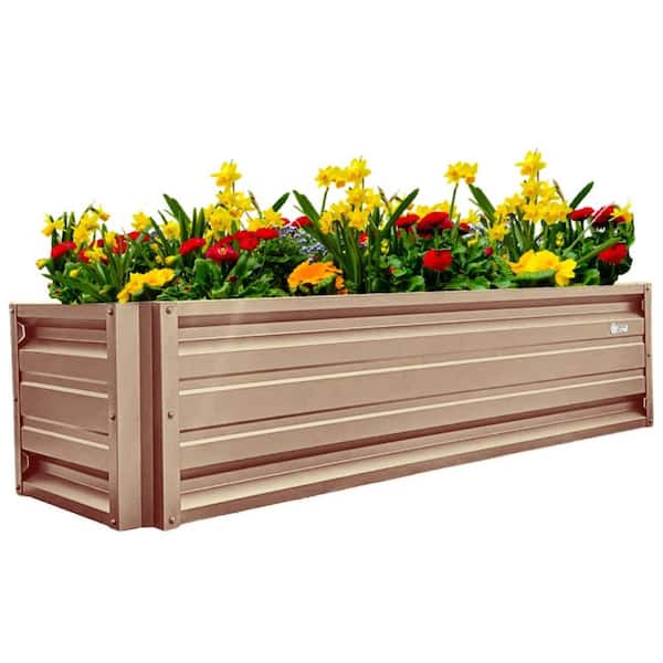 ALL METAL WORKS 24 inch by 72 inch Rectangle Sahara Tan Metal Planter Box