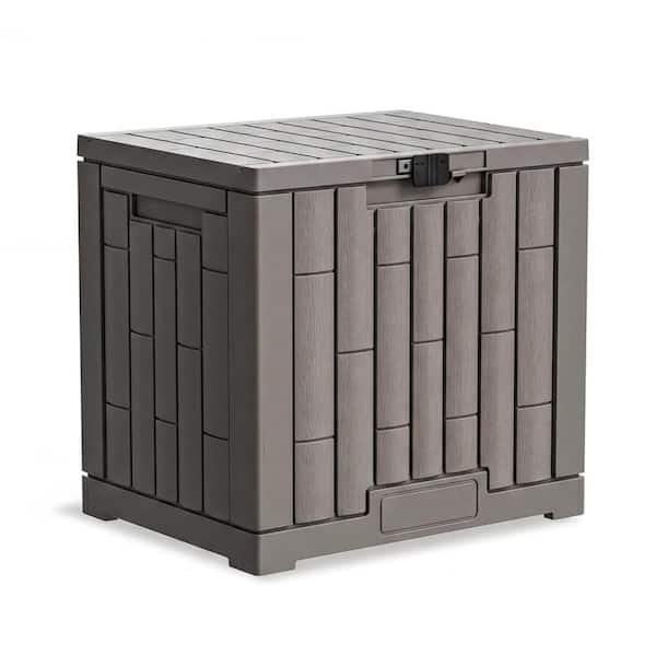 31 Gal. Brown Waterproof Lockable Resin Deck Box for Patio Furniture, Garden Tools