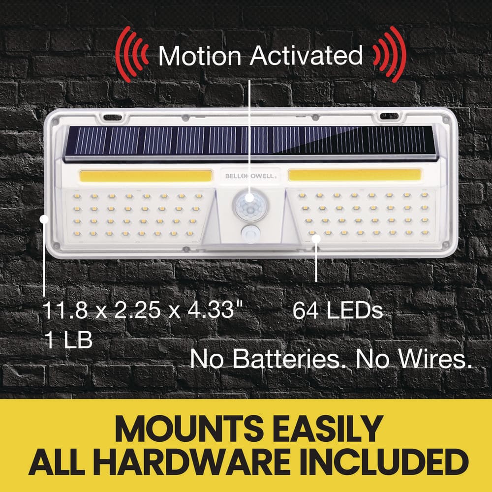 Bell & Howell White Solar Motion-Sensing LED Security Wall Light