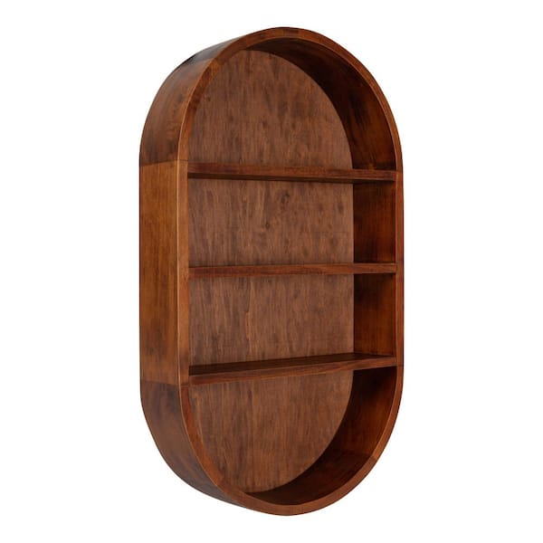 Kate and Laurel Hutton 28.00 in. x 16.00 in. x 28.00 in. Walnut Brown Wood Floating Decorative Wall Shelf Without Brackets