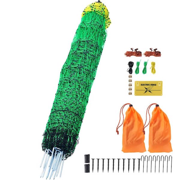 Electric Fence Netting, 42 in. (H) x 164 ft. (L), PE Net Fencing with Double-Spiked Stakes, used in Backyards, polywire