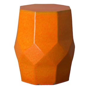 Octagon Matrix Bright Orange Ceramic Garden Stool