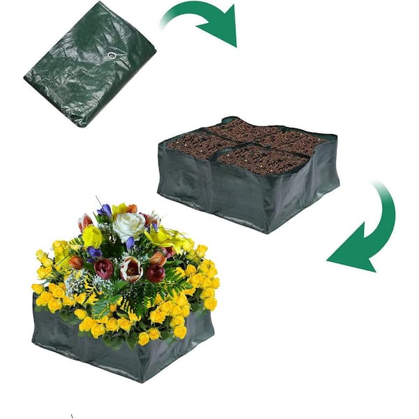 Agfabric Fabric Raised Garden Bed Square Plant Grow Bags Rectangular  Planting Container 8 Grids Black 60 gal 1PCS GB0204P1G60B - The Home Depot