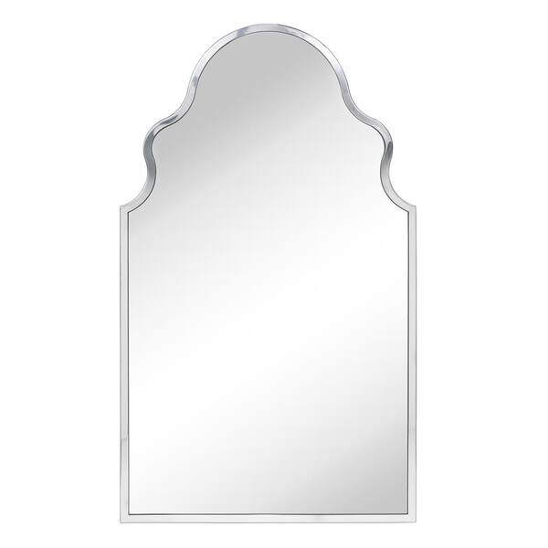 TEHOME Auriella 21 in. W x 36 in. H Arched Stainless Steel Metal Framed Wall Mounted Bathroom Vanity Mirror in Chrome