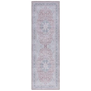 Tucson Rust/Sage 3 ft. x 8 ft. Machine Washable Border Floral Medallion Runner Rug