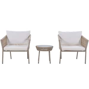 3-Piece Outdoor Patio Conversation Set with Cushions
