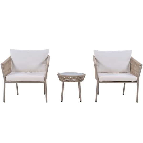 Clihome 3-Piece Outdoor Patio Conversation Set with Cushions