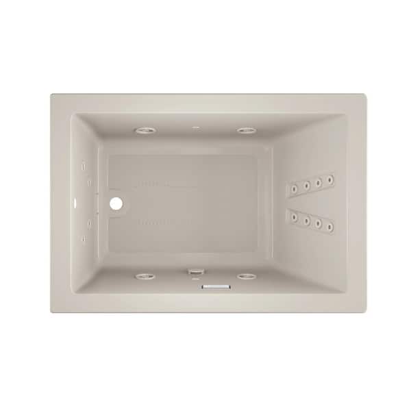 JACUZZI Solna Salon Spa 60 in. x 42 in. Rectangular Combination Bathtub with Right Drains in Oyster