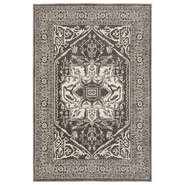 8 X 11 Gray, Ivory Oriental Washable Area Rug Runner Rug