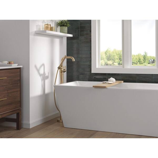 Delta Trinsic Gold 1-Handle Floor Mount Tub Faucet Trim Kit in