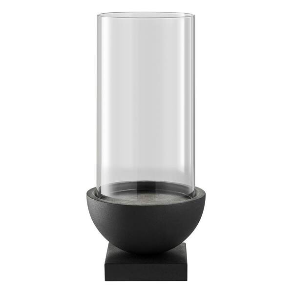DANYA B Modern Black Metal Bold Pedestal and Glass Pillar