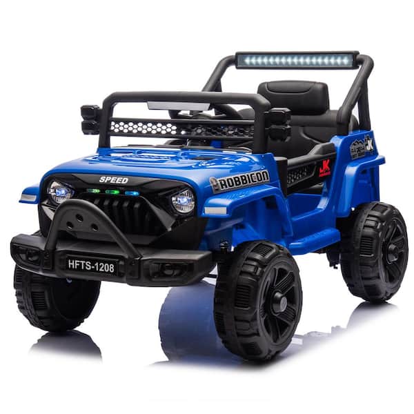 Zeus & Ruta 12-Volt Blue Kids Ride On Ride On Electric Truck Car with Parents Control, 4-Wheel Suspension, Early Education Function