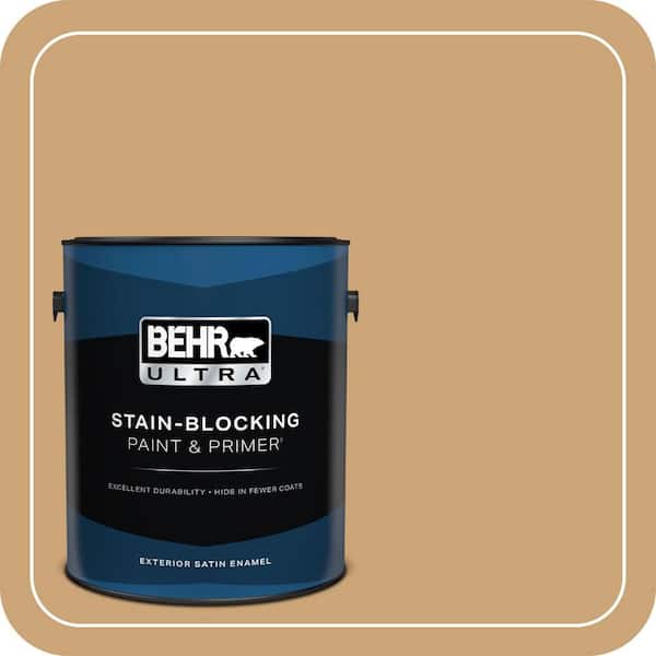 BEHR ULTRA 1 gal. #BIC-30 Corkboard color Satin Enamel Exterior Paint & Primer