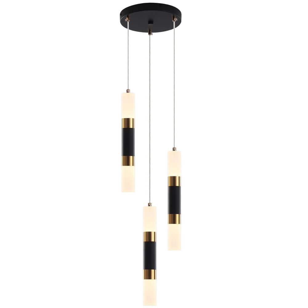 3-Light Black & Brown Modern LED Cluster Cylinder Kitchen Island Pendant Light for Dining Room Bedroom price history on PriceWatchPro