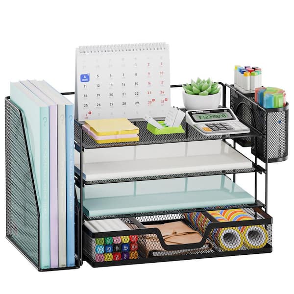 Aoibox 4-Tier Paper Letter Tray Desk Organizer with Drawer File