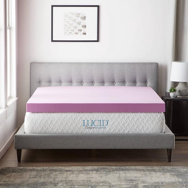 Lucid Comfort Collection 4 Inch Lavender and Aloe Infused Memory Foam Topper - Full