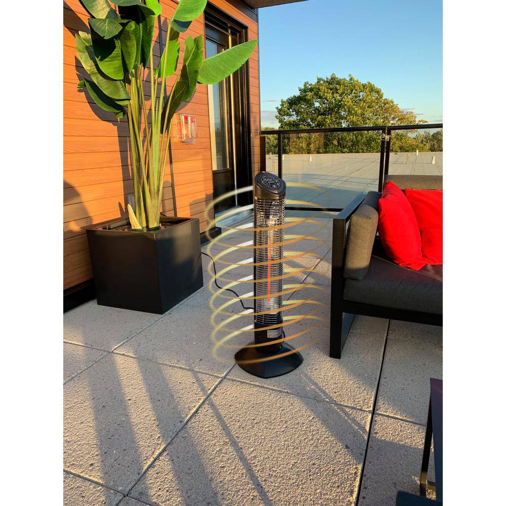 Freestanding Black Infrared Electric Outdoor Heater with Remote