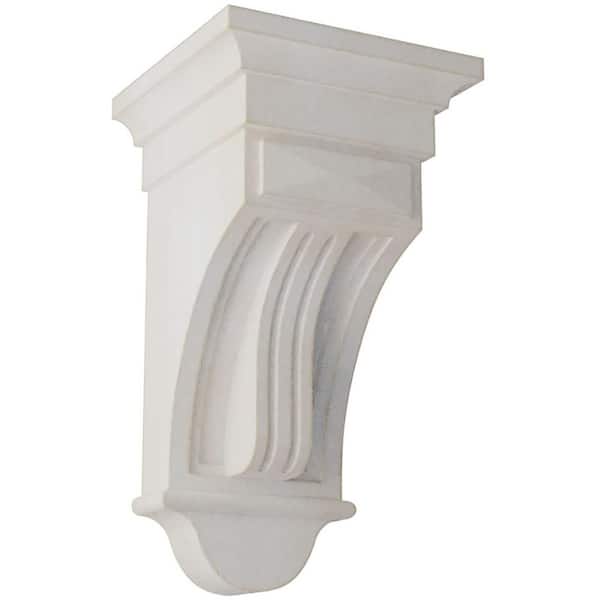 Ekena Millwork 6-1/2 in. x 12 in. x 6-1/2 in. Chalk Dust White Raised Fluting Wood Vintage Decor Corbel