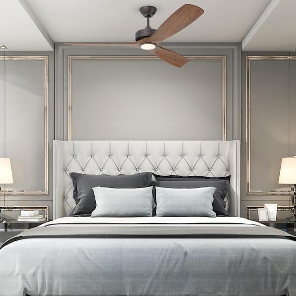 Bayshire 52 in. LED Indoor/Outdoor Matte Black Ceiling Fan with Remote Control and White Color Changing Light Kit