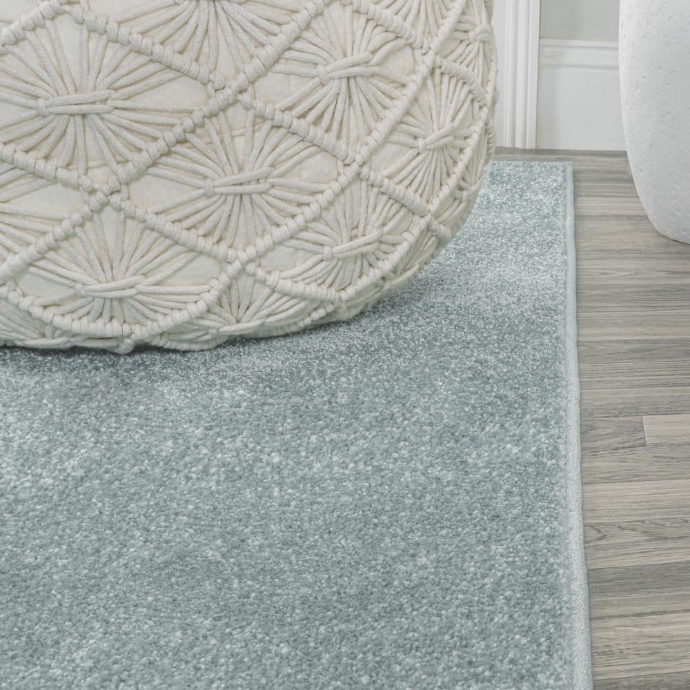 Light Blue Solid Synthetic 9' x 12' Reversible Area Rug