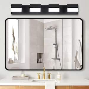 29.9 in. W 4-Lights Black Vanity Lighting Fixture for Bathroom Over Mirror, 6000K, Cool White