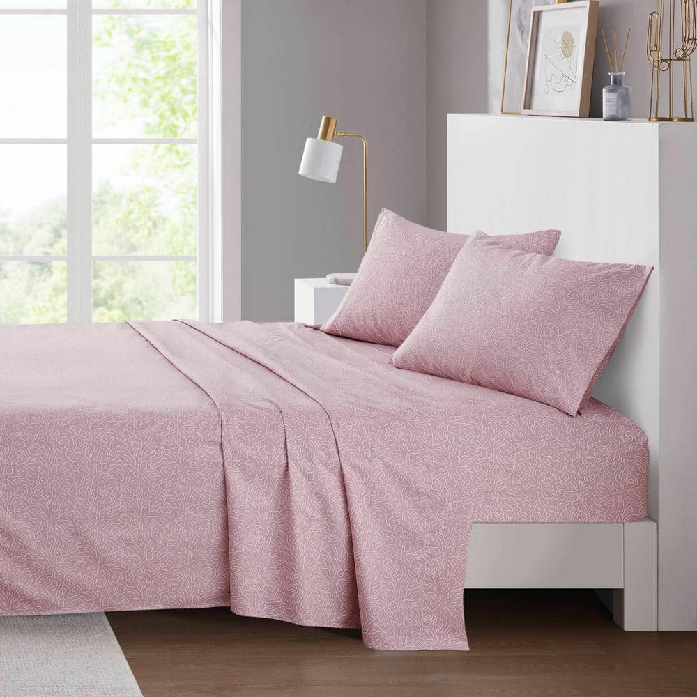 Blush Waves Twin Microfiber Sheet Set with Pillowcases