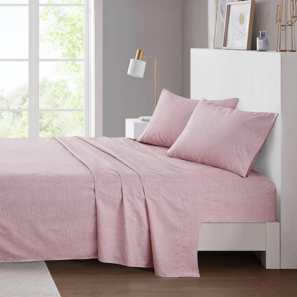 Intelligent Design Printed 4-Piece Blush Waves Microfiber Queen Sheet Set