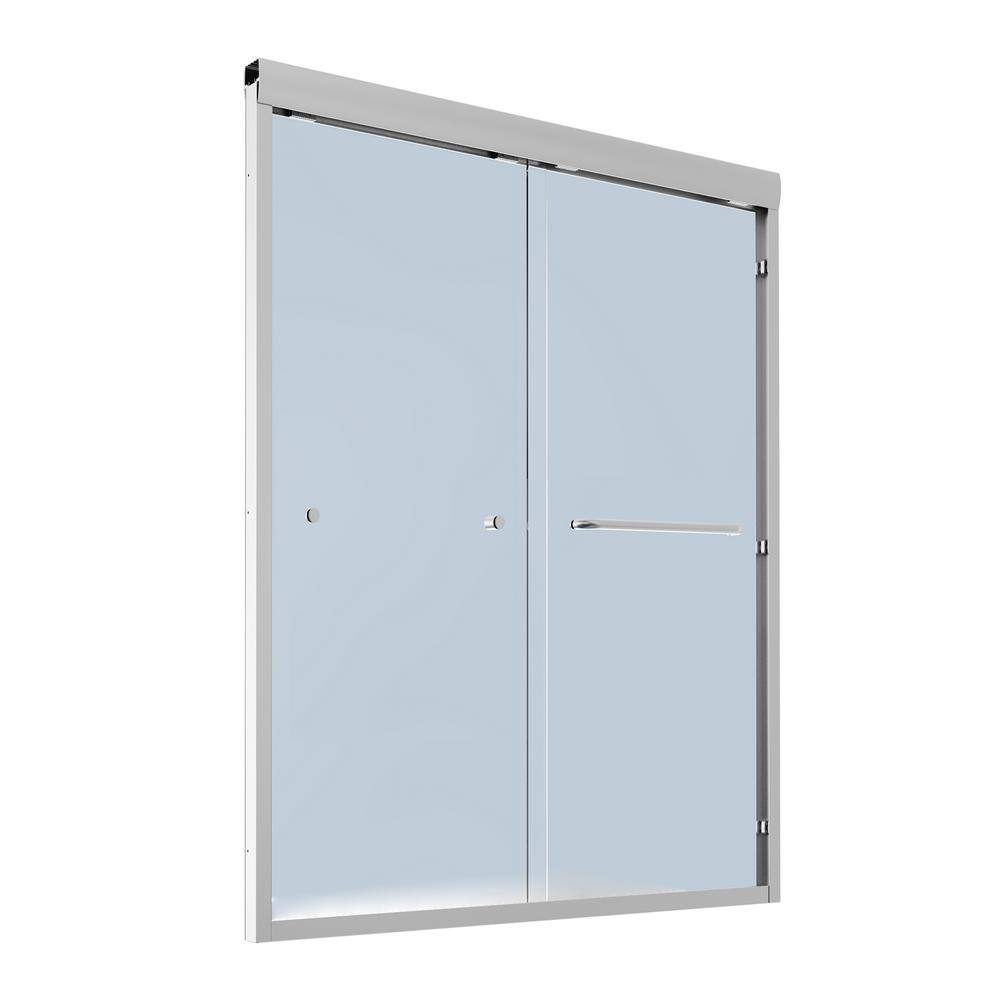 60 in. W x 70 in. H Semi-Frameless Double Sliding shower door in Chrome wit