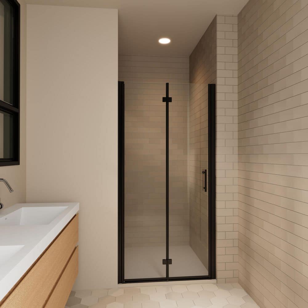 36 in. - 37 3/8 in. W x 72 in. H Frameless Bifold Shower Door with Matte Black Finish and Clear Tempered Glass price history on PriceWatchPro