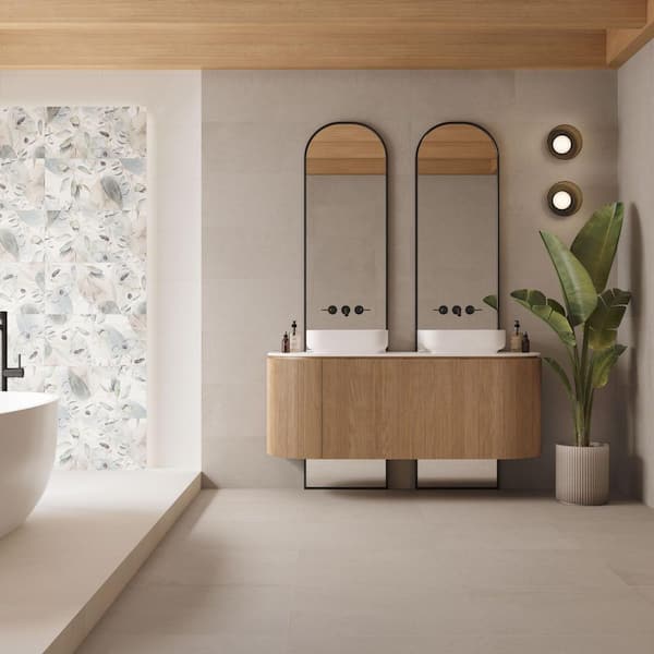 Spanish Armonia 24 in. x 24 in. x 8.5mm Matte Stone Look Porcelain Floor and Wall Tile-Perla (20PCS,77.5 sq. ft./Pallet)