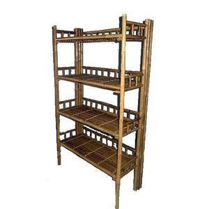 4-Tier Natural Bamboo Folding Rectangle Shelving Unit (60 in. W x 16 in. D x 65 in. H)