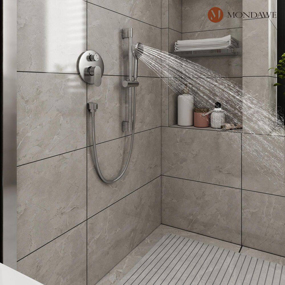 Brushed Nickel Adjustable Height Rainfall Shower System with Handheld