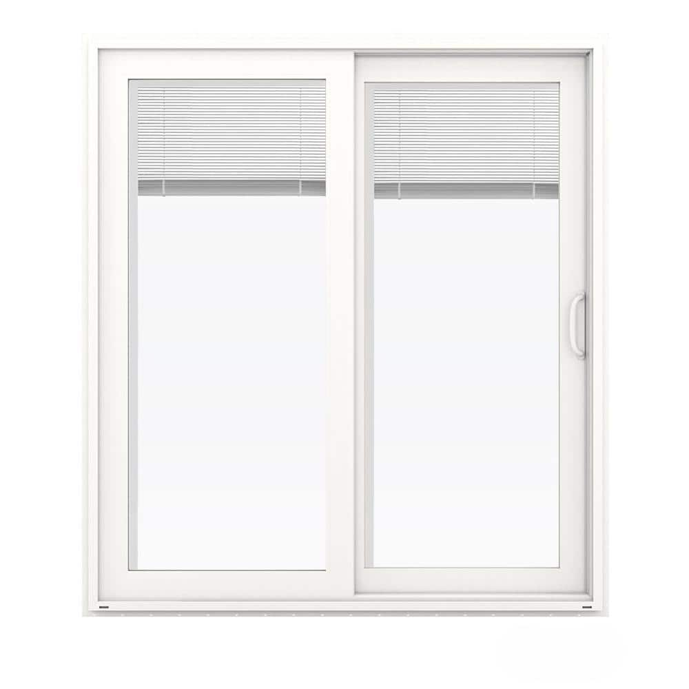 72 in. x 80 in. V-4500 White Vinyl Right-Hand Full Lite Sliding Patio Door w/Internal Blinds -  JELD-WEN, THDJW155900245