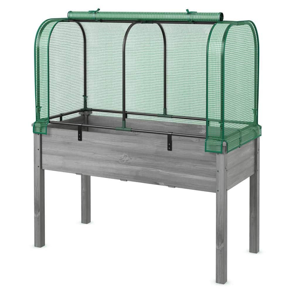 Fir Wood Raised Garden Bed with Greenhouse Waterproof Sun-Protective Green Hot House Green+Grey price history on PriceWatchPro