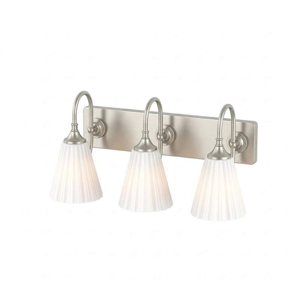 22.2 in. 3 Light Brushed Nickel Vanity Light with Frosted Glass Shade price history on PriceWatchPro